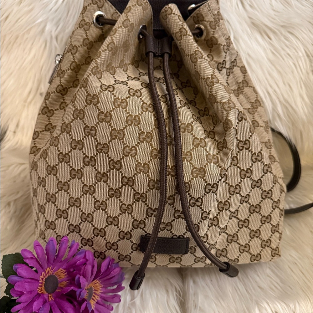 Gucci Beige and Brown Monogram Backpack